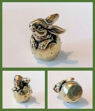 Messing Figur Häschen im Nest